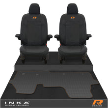 Load image into Gallery viewer, New VW Transporter T7 Panel Van INKA Front Set Tailored Waterproof Seat Covers &amp; Tailored Rubber Mat Black MY25 Onwards
