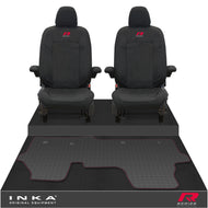 New VW Transporter T7 Panel Van INKA Front Set Tailored Waterproof Seat Covers & Tailored Rubber Mat Black MY25 Onwards
