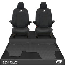 Load image into Gallery viewer, New VW Transporter T7 Panel Van INKA Front Set Tailored Waterproof Seat Covers &amp; Tailored Rubber Mat Black MY25 Onwards
