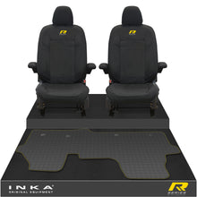 Load image into Gallery viewer, New VW Transporter T7 Panel Van INKA Front Set Tailored Waterproof Seat Covers &amp; Tailored Rubber Mat Black MY25 Onwards
