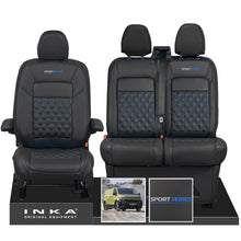 Load image into Gallery viewer, New VW Transporter T7 Panel Van INKA Front Bentley Leatherette Tailored Seat Cover Set Black MY25 Onwards
