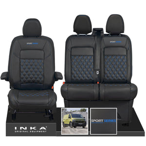 New VW Transporter T7 Panel Van INKA Front Bentley Leatherette Tailored Seat Cover Set Black MY25 Onwards