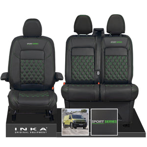 New VW Transporter T7 Panel Van INKA Front Bentley Leatherette Tailored Seat Cover Set Black MY25 Onwards