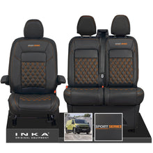 Load image into Gallery viewer, New VW Transporter T7 Panel Van INKA Front Bentley Leatherette Tailored Seat Cover Set Black MY25 Onwards

