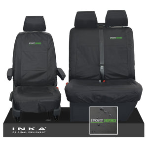VW Transporter Shuttle T6.1, T6 Front 1+2 Tailored Waterproof Seat Covers Black MY-15-23