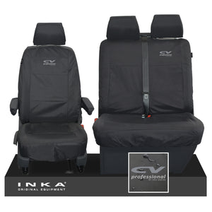VW Transporter T6.1,T6,T5.1 INKA Front Set 1+2 Tailored Waterproof Seat Covers Black