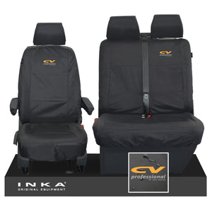 VW Transporter T6.1,T6,T5.1 INKA Front Set 1+2 Tailored Waterproof Seat Covers Black