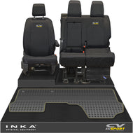 Vauxhall Opel Vivaro INKA Front 1+2 Tailored Waterproof Seat Covers & Tailored Rubber Mat Black MY19 to Present
