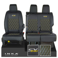 Vauxhall Vivaro MK3 INKA Bentley Diamond Quilt Leatherette Front 1+2 Tailored Seat Covers Black MY19 To Present