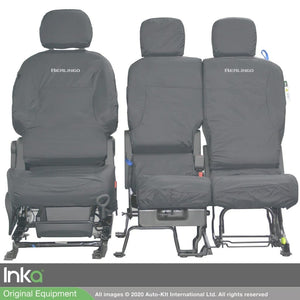Citroen Berlingo Embroidered Front Row Inka Fully Tailored Waterproof Seat Cover Grey MY-08-16