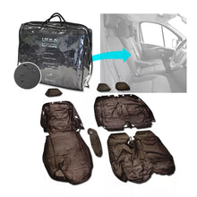 Load image into Gallery viewer, Nissan Primastar Front 1+2 Fully Tailored Waterproof Seat Covers Black MY 22+

