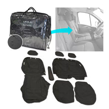 Load image into Gallery viewer, Nissan Primastar Front 1+2 Fully Tailored Waterproof Seat Covers Black MY 22+
