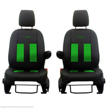 Load image into Gallery viewer, INKA Ford Transit Custom Front Tailored 1+1 Black Leathertte Stripe Seat Covers MY 2018+ [Choice of 6 Colours]
