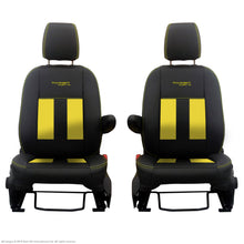 Load image into Gallery viewer, INKA Ford Transit Custom Front Tailored 1+1 Black Leathertte Stripe Seat Covers MY 2018+ [Choice of 6 Colours]
