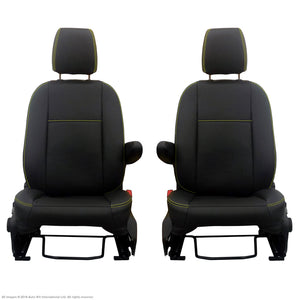 INKA Tailored Ford Transit Custom Front 1+1 Vinyl Leatherette Black Seat Covers [Choice of 8 Stitch Colours]
