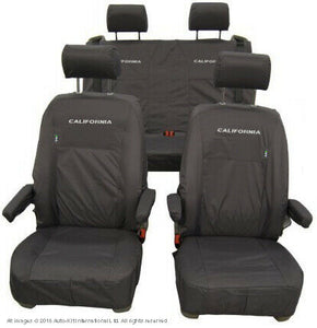 VW California Ocean/Beach Inka Fully Tailored Waterproof Seat Covers with ISOFIX Black Fits T6 & T5 2014 Onwards