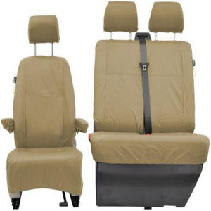 Volkswagen (VW) Transporter Shuttle Fully Tailored Waterproof Front Set Seat Covers 2009 Onwards Heavy Duty Right Hand Drive Beige