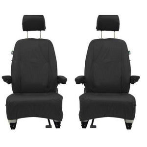 Volkswagen (VW) Transporter T5 Fully Tailored Waterproof Front Set Seat Covers 2009-2014 Heavy Duty Left Hand Drive Black