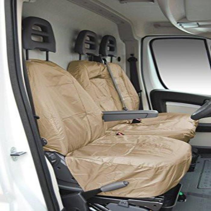 Citroen Relay Fully Tailored Inka Waterproof Front Single and Double Set Seat Covers 2006 - 2016 Heavy Duty Right Hand Drive Beige