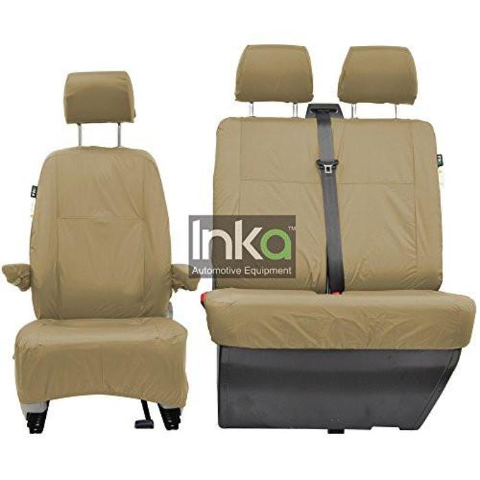 Volkswagen (VW) Transporter T5 Fully Tailored Waterproof Front Set Seat Covers 2009-2015 Heavy Duty Right Hand Drive Beige