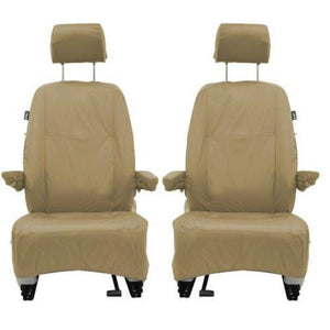 Volkswagen (VW) Transporter T5 Fully Tailored Waterproof Front Set Seat Covers 2010-2015 Heavy Duty Right Hand Drive Beige