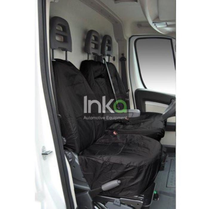 Citroen Relay Fully Tailored Inka Waterproof Front Single and Double Set Seat Covers 2006 - 2014 Heavy Duty Right Hand Drive Black