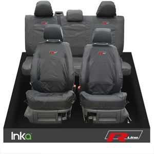 VW CADDY MAXI LIFE KOMBI INKA TAILORED WATERPROOF SEAT COVERS R-LINE EMBROIDERY [Choice of 3 Colours]