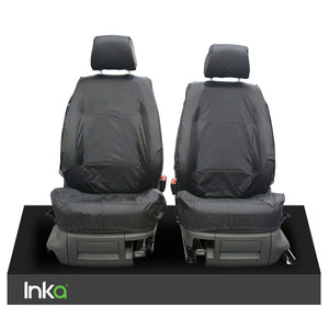 VW CADDY MK3 & 4 INKA TAILORED WATERPROOF GREY SEAT COVERS R-LINE EMBROIDERY (CHOICE OF 3 COLOURS) MODEL YEARS 2010 - 2020