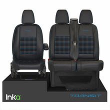 Load image into Gallery viewer, Ford Transit MK8 Front 1+2 Vinyl Leatherette GTi Tartan Seat Covers Black MY 2012+ [Choice of 7 colours]
