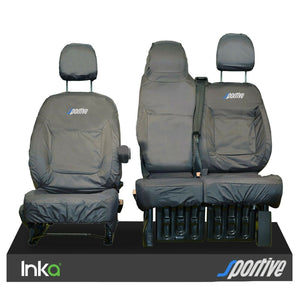 VAUXHALL VIVARO B X82 INKA FRONT TAILORED SEAT COVERS MODEL YEARS 2014-2018 "SPORTIVE" EMBROIDERY [Choice of 7 Colours]