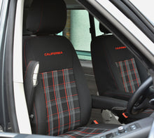 Load image into Gallery viewer, VW California T6.1, T6, T5.1, T5 Ocean, Coast, Beach, SE INKA Tailored Front &amp; Rear Embroidred GTi Tartan Centres Seat Covers [Choice of 6 colours]
