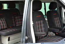 Load image into Gallery viewer, VW California T6.1, T6, T5.1, T5 Ocean, Coast, Beach, SE INKA Tailored Front &amp; Rear Embroidred GTi Tartan Centres Seat Covers [Choice of 6 colours]
