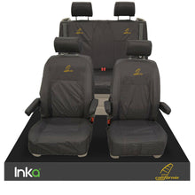 Load image into Gallery viewer, VW CALIFORNIA OCEAN/COAST/BEACH T5.1,T6,T6.1 FRONT REAR TAILORED SEAT COVERS WITH ISOFIX BLACK
