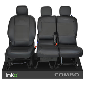 Vauxhall Combo INKA Front 1+2 Tailored Plain Leatherette Seat Covers Black MY18+
