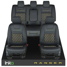 Load image into Gallery viewer, Ford Ranger T6 INKA Front &amp; Rears Tailored Seat Covers Black Bentley Diamond Quilt - MY-2011+ ( Choice of 6 Colours )
