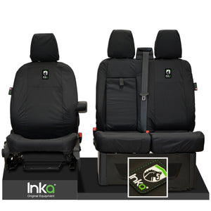 Ford Transit Mk8 Front Inka 3D Stitched Logo Tailored Waterproof Seat Covers Jumbo Black 14-2023