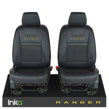 Load image into Gallery viewer, Ford Ranger T6 INKA Front Plain Tailored Seat Covers Black- MY-2011+ ( Choice of 6 Colours )
