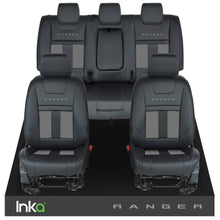 Load image into Gallery viewer, Ford Ranger T6 INKA Front &amp; Rears Striped Tailored Seat Covers Black- MY-2011+ ( Choice of 6 Colours )
