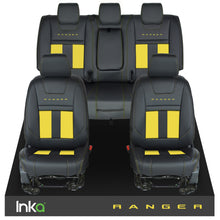 Load image into Gallery viewer, Ford Ranger T6 INKA Front &amp; Rears Striped Tailored Seat Covers Black- MY-2011+ ( Choice of 6 Colours )
