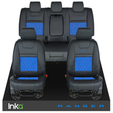 Load image into Gallery viewer, Ford Ranger T6 Front &amp; Rears INKA Tailored Seat Covers Black Bentley Diamond Quilt Alcantara Look MY-2011+ ( Choice of 6 Colours )
