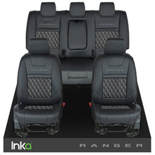 Load image into Gallery viewer, Ford Ranger T6 INKA Front &amp; Rears Tailored Seat Covers Black Bentley Diamond Quilt - MY-2011+ ( Choice of 6 Colours )
