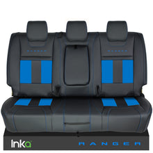 Load image into Gallery viewer, Ford Ranger T6 INKA Rear Striped Tailored Seat Covers Black- MY-2011+ ( Choice of 6 Colours )

