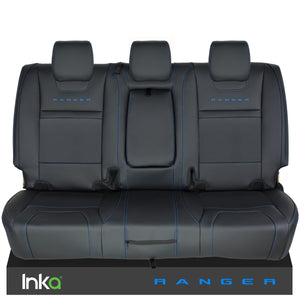 Ford Ranger T6 INKA Rear Plain Tailored Seat Covers Black- MY-2011+ ( Choice of 6 Colours )
