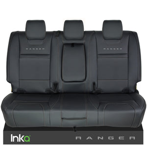 Ford Ranger T6 INKA Rear Plain Tailored Seat Covers Black- MY-2011+ ( Choice of 6 Colours )