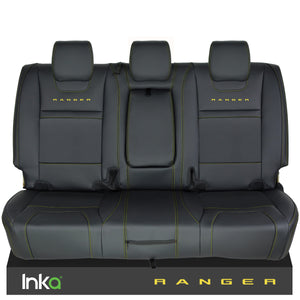 Ford Ranger T6 INKA Rear Plain Tailored Seat Covers Black- MY-2011+ ( Choice of 6 Colours )