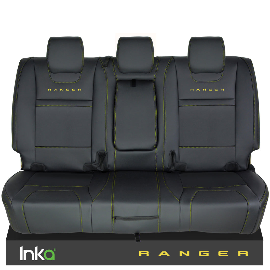 Ford Ranger T6 INKA Rear Plain Tailored Seat Covers Black- MY-2011+ ( Choice of 6 Colours )