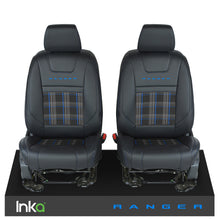 Load image into Gallery viewer, Ford Ranger T6 INKA Front GTi Tartan Tailored Seat Covers Black- MY-2011+ ( Choice of 6 Colours )
