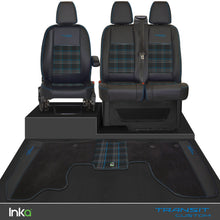 Load image into Gallery viewer, Ford Transit Custom INKA Front GTi Tartan Tailored Seat Covers &amp; Matching Tailored Floor Mat MY 2012+ ( 6 COLORS )
