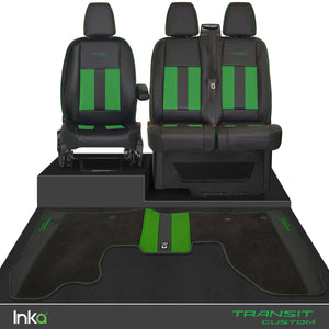 Ford Transit Custom INKA Front Striped Tailored Seat Covers & Matching Tailored Floor Mat MY 2012+ ( 6 COLORS )