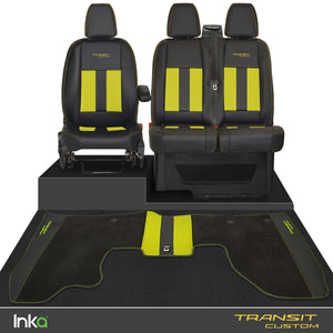 Ford Transit Custom INKA Front Striped Tailored Seat Covers & Matching Tailored Floor Mat MY 2012+ ( 6 COLORS )